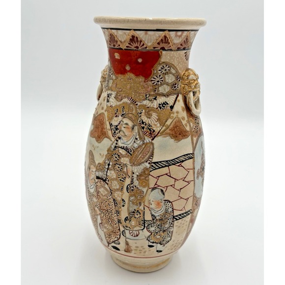 Vintage 19th Century‎ Satsuma Heavy Gilt Gold Vase 9.5